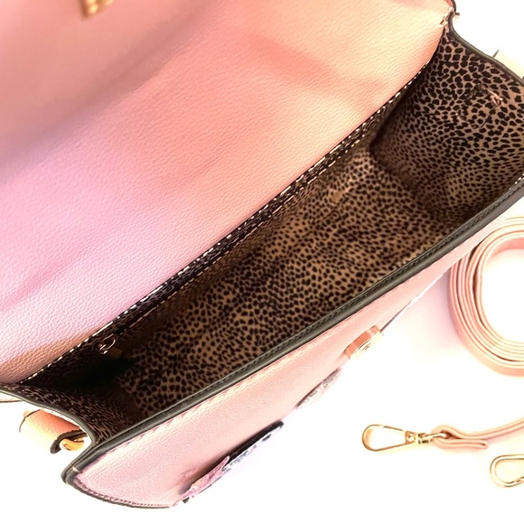 Pink Leather Handbag Patches Gemstones NEW with tags - Picture 5 of 6